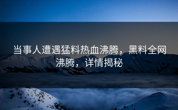 当事人遭遇猛料热血沸腾，黑料全网沸腾，详情揭秘