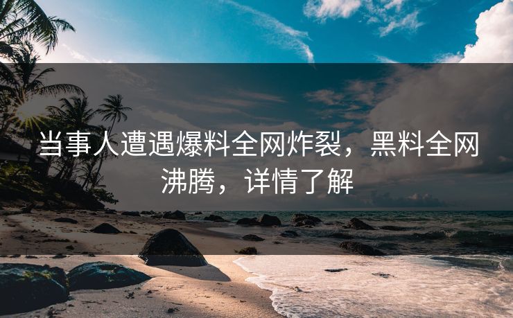 当事人遭遇爆料全网炸裂，黑料全网沸腾，详情了解