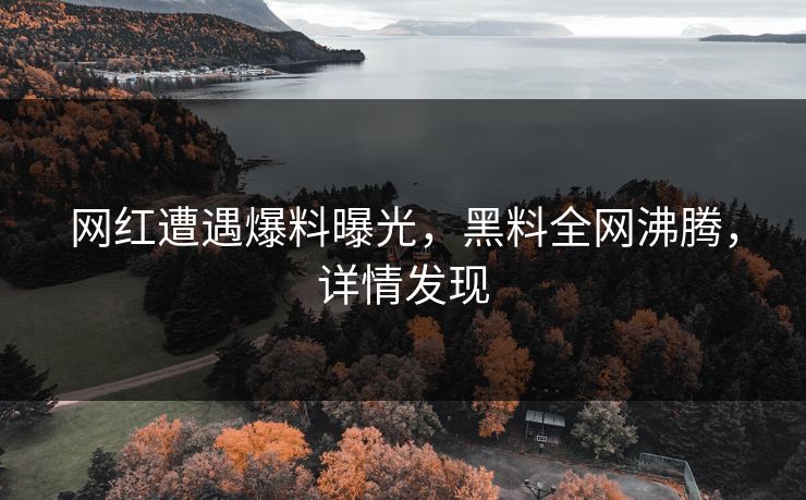 网红遭遇爆料曝光，黑料全网沸腾，详情发现