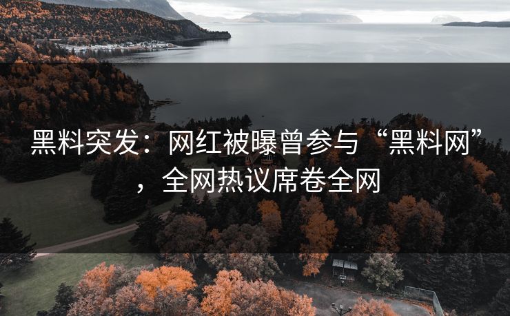 黑料突发：网红被曝曾参与“黑料网”，全网热议席卷全网