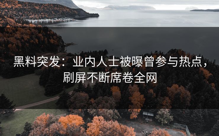 黑料突发：业内人士被曝曾参与热点，刷屏不断席卷全网  第1张