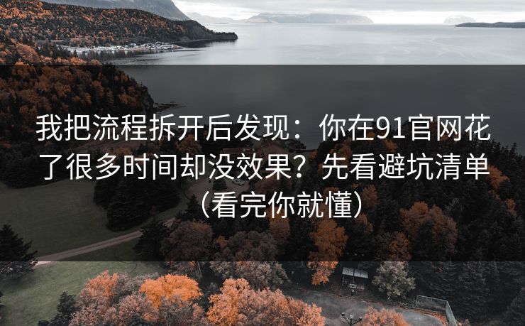 我把流程拆开后发现：你在91官网花了很多时间却没效果？先看避坑清单（看完你就懂）
